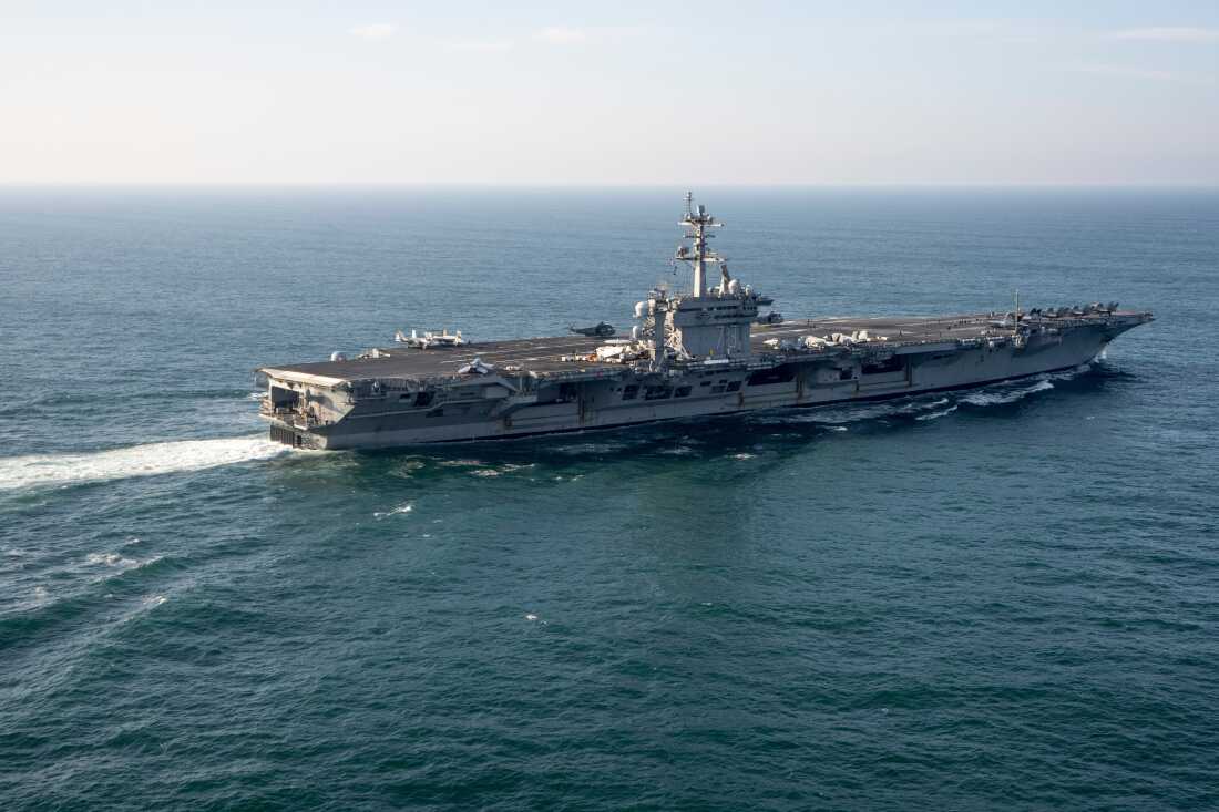 FILE - The USS George Washington aircraft carrier is pictured off the coast of Argentina, May 30, 2024.(AP Photo/Victor R. Caivano, File)