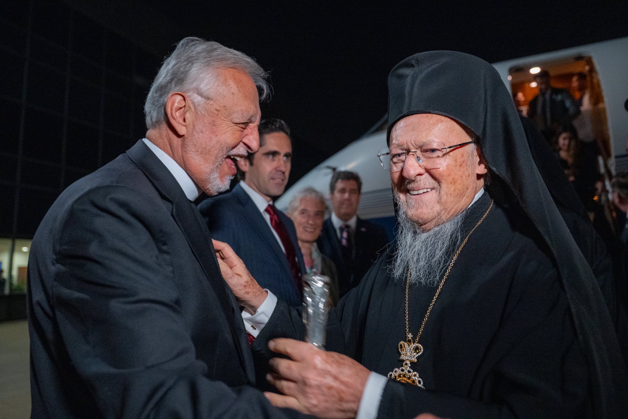 On Sunday, September 15, 2025, His All-Holiness Ecumenical Patriarch Bartholomew arrived in the United States of America and was greeted by His Eminence Archbishop Elpidophoros of America, together with dignitaries, hierarchs, and faithful.