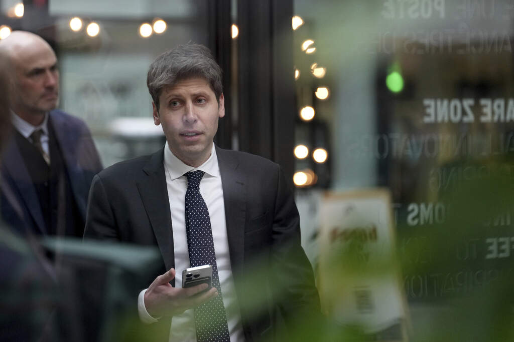 Sam Altman, CEO of OpenAI, at Station F, during an event on the sidelines of the Artificial Intelligence Action Summit in Paris, Tuesday, Feb. 11, 2025. (AP Photo/Aurelien Morissard, Pool)