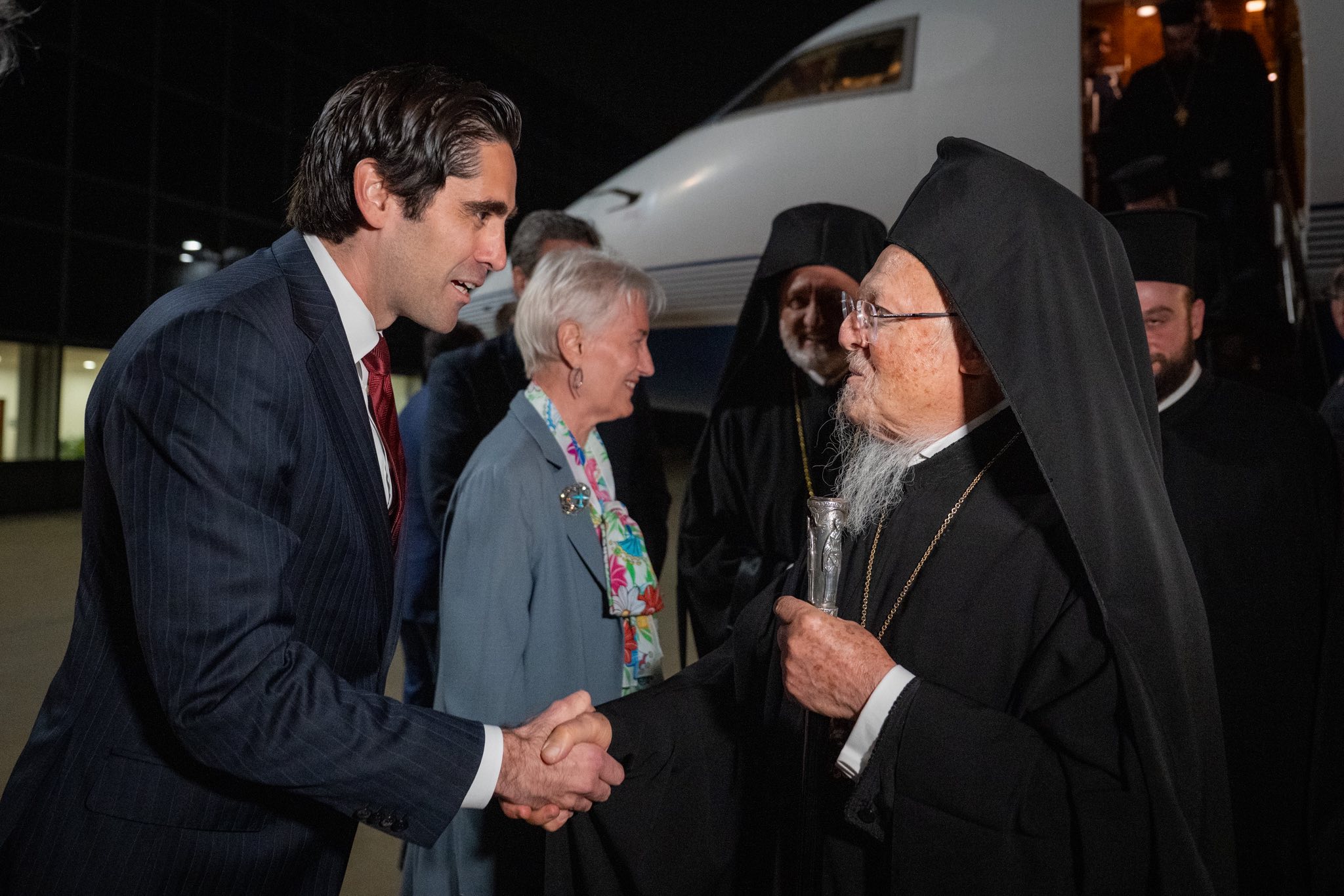 On Sunday, September 15, 2025, His All-Holiness Ecumenical Patriarch Bartholomew arrived in the United States of America and was greeted by His Eminence Archbishop Elpidophoros of America, together with dignitaries, hierarchs, and faithful.