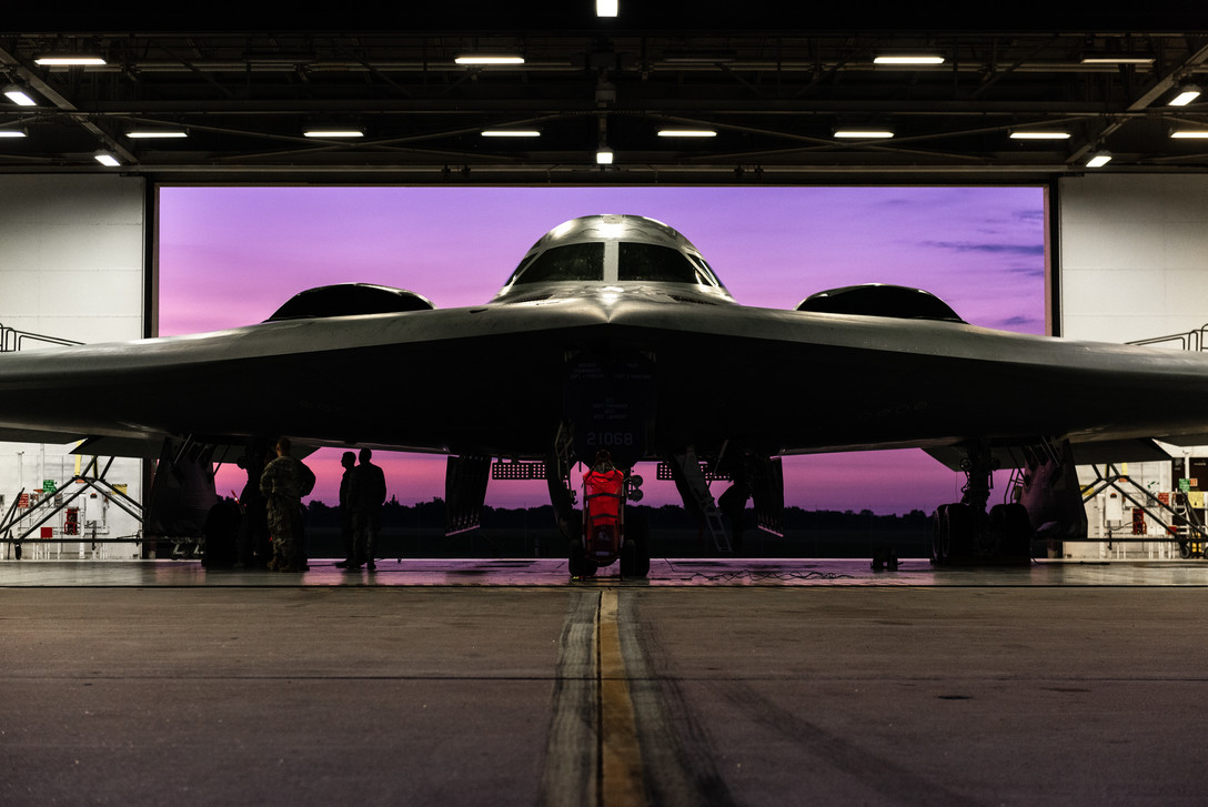 A B-2 Spirit aircraft is prepped for launch, July 17, 2019, at Whiteman Air Force Base, Mo. Whiteman AFB is celebrating the 30th anniversary of the inaugural flight of the B-2 in 1989. (U.S. Air Force photo by Senior Airman Thomas M. Barley)