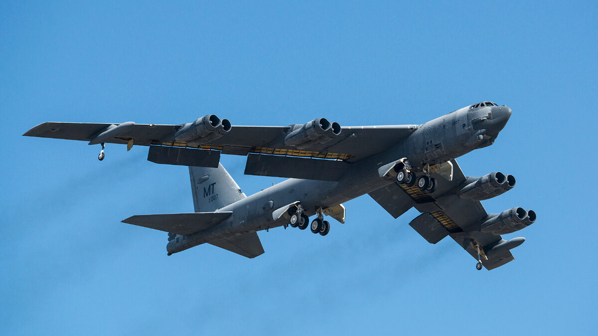 A B-52H Stratofortress takes off after being taken out of long term storage Feb. 13, 2015, at Davis-Monthan Air Force Base, Ariz. The aircraft was decommissioned in 2008 and has spent the last seven years sitting in the “Boneyard,” but was selected to be returned to active status and will eventually rejoin the B-52 fleet. The B-52 was flown by the 309th Aerospace Maintenance and Regeneration Group. (U.S. Air Force photo/Master Sgt. Greg Steele)