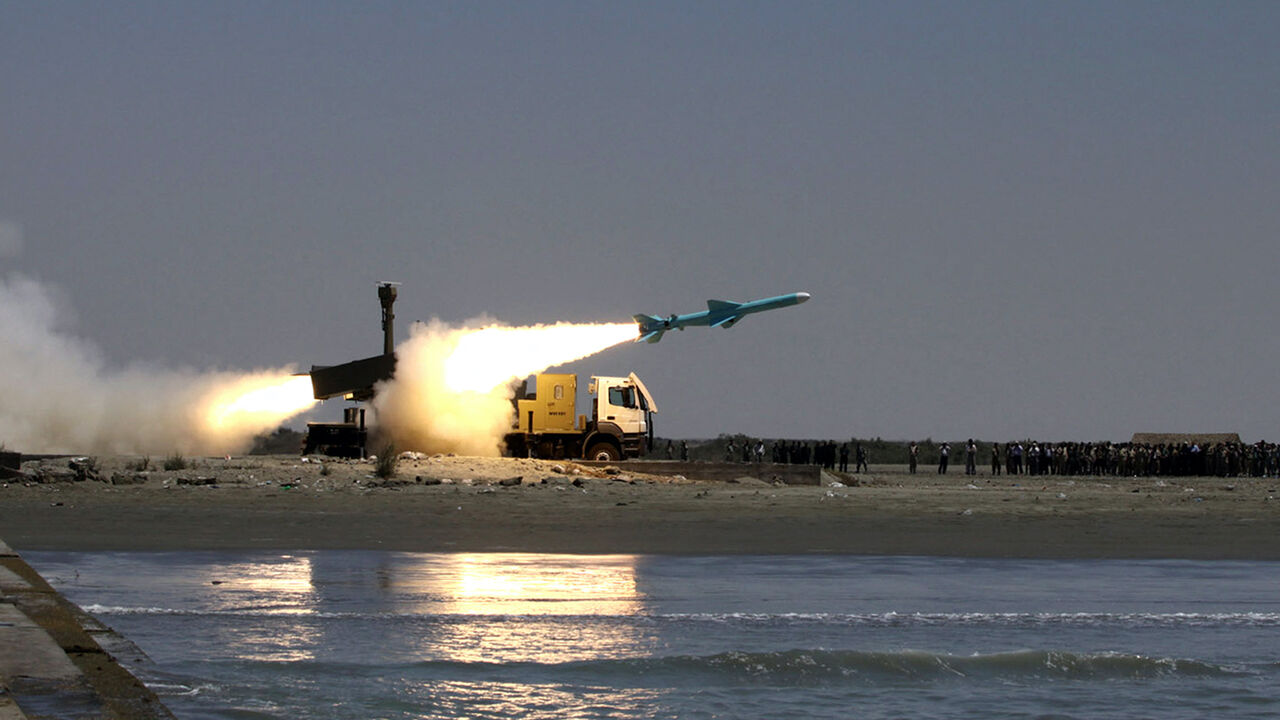 EDS NOTE: AFP IS USING PICTURES FROM ALTERNATIVE SOURCES AS IT WAS NOT AUTHORISED TO COVER THIS EVENT, THEREFORE IT IS NOT RESPONSIBLE FOR ANY DIGITAL ALTERATIONS TO THE PICTURE'S EDITORIAL CONTENT, DATE AND LOCATION WHICH CANNOT BE INDEPENDENTLY VERIFIED ==  A picture obtained from Iran's Fars news agency, shows an Iranian-made Noor (Light) ground-to-sea missile fired by the Islamic republic's navy on May 11, 2010 during military exercises in the Iranian port of Bandar Jask on the Sea of Oman. The Iranian navy is conducting manoeuvres in the Sea of Oman, the strategic waters of the Gulf and the northern Indian Ocean, covering an area of 250,000 square kms (around 97,000 square miles), during which it has test-fired several home-built missiles.  AFP PHOTO/FARS NEWS/HOSSEIN ZOHREVAND (Photo by Hossein Zohrevand / FARS NEWS AGENCY / AFP) (Photo by HOSSEIN ZOHREVAND/FARS NEWS AGENCY/AFP via Getty Images)