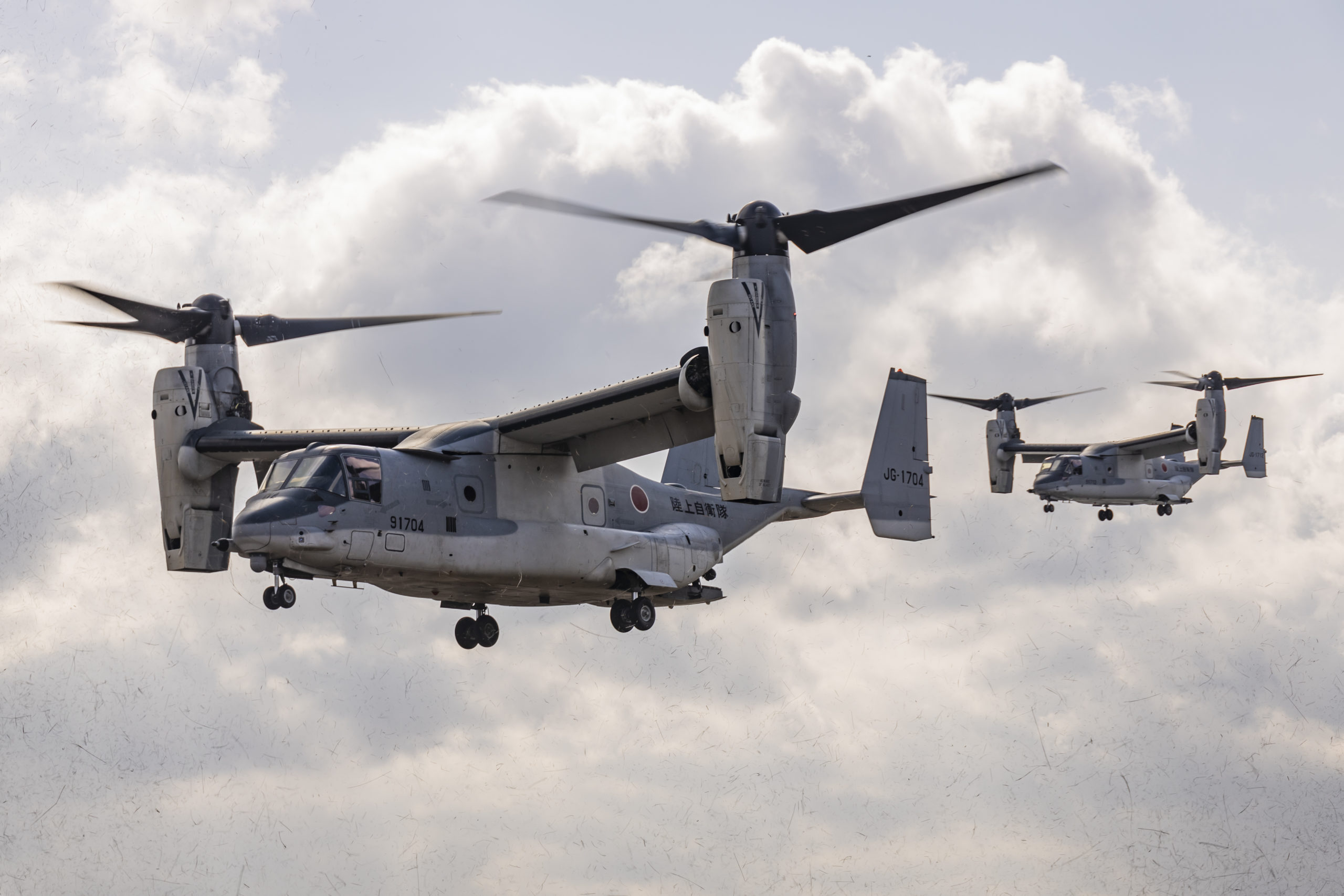 Japan Ground Self-Defense Force members prepare to land in V-22 Ospreys assigned to 108th Aviation, Transport Aviation Group, during a bilateral insert exercise in support of Iron Fist 25, at JGSDF Camp Ainoura, Sasebo, Nagasaki, Japan, Feb. 23, 2025. Iron Fist is an annual bilateral exercise designed to increase interoperability and strengthen the relationships between the U.S. Marine Corps, U.S. Navy and Japan Ground Self-Defense Force. The 31st MEU, the Marine Corps’ only continuously forward deployed MEU, provides a flexible and lethal force, ready to perform a wide range of military operations as the premiere crisis response force in the Indo-Pacific region. (U.S. Marine Corps photo by Sgt. Tyler Andrews)