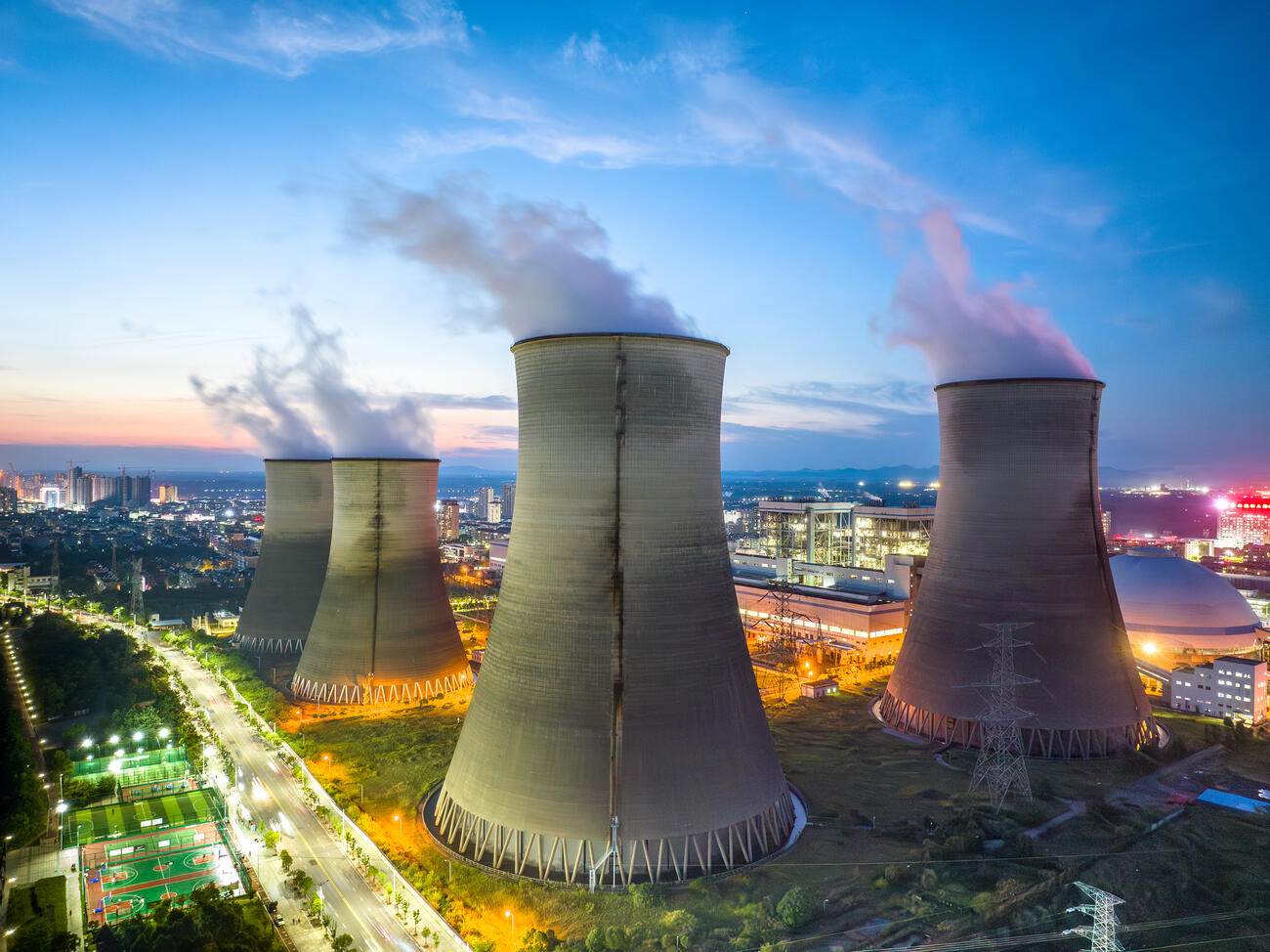 night scene of power station