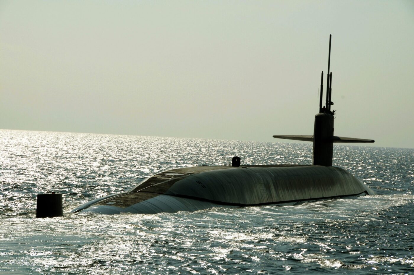USS Maryland (SSBN 738) (Gold) transits the Atlantic Intercoastal Waterway as it departs Naval Submarine Base Kings Bay, Ga. for a patrol mission, Feb. 15.  NSB Kings Bay is the homeport for Ohio class ballistic missile submarines on the east coast.  