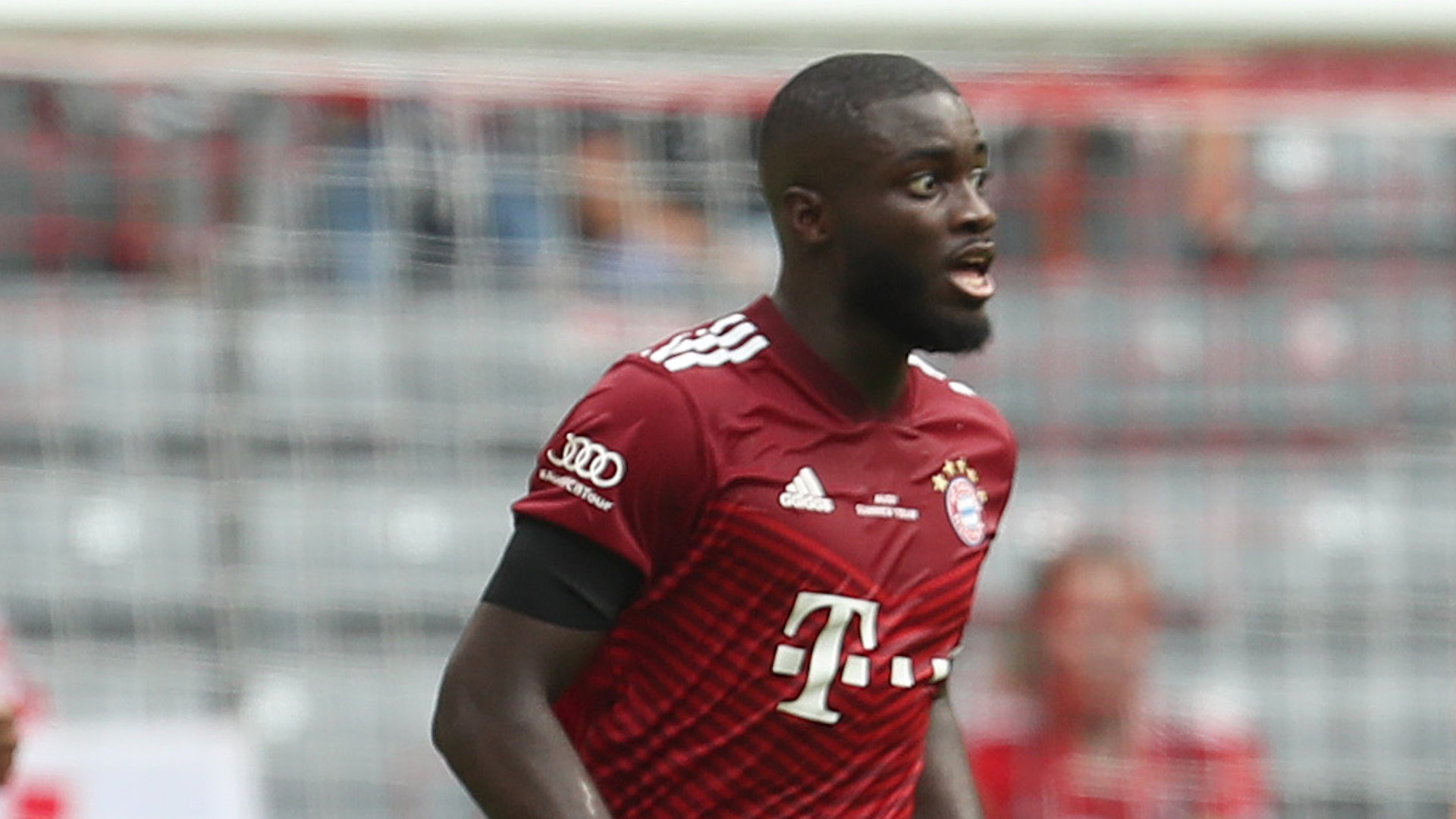 MUNICH, GERMANY - JULY 24: Dayot Upamecano of FC Bayern Muenchen controls the ball during the Audi Football Summit match between FC Bayern Muenchen and Ajax Amsterdam at Allianz Arena on July 24, 2021 in Munich, Germany. (Photo by Alexandra Beier/Getty Images)