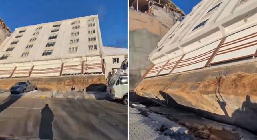 Σεισμός στην Τουρκία – Απίστευτο βίντεο: Κτίριο έγειρε και αποκαλύφθηκε ότι δεν είχε θεμέλια!