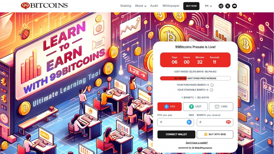 Το 99Bitcoins φτάνει στο τελικό στάδιο προπώλησης, έχοντας συγκεντρώσει ήδη 2.5 εκατομμύρια δολάρια