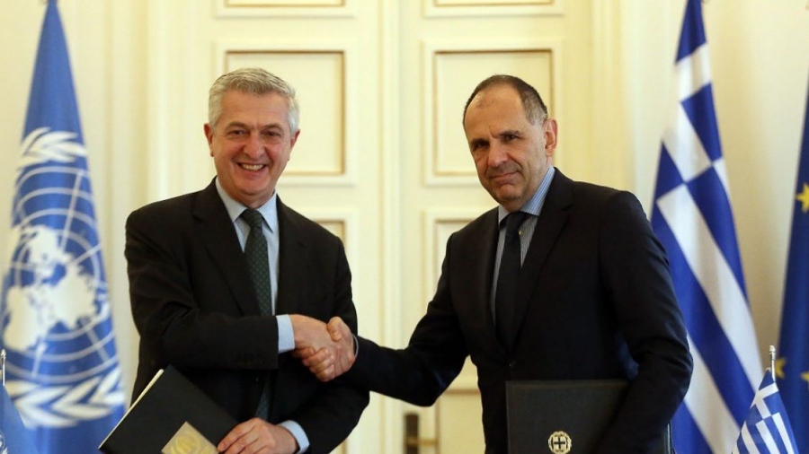 Συνάντηση Γεραπετρίτη με τον Ύπατο Αρμοστή του ΟΗΕ για τους Πρόσφυγες - Υπογραφή Συμφωνίας Έδρας μεταξύ Ελλάδας και Ύπατης Αρμοστείας