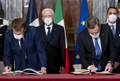 Macron και Draghi υπέγραψαν την ιστορική ιταλογαλλική συμφωνία