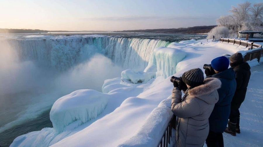 A dazzling spectacle: Niagara Falls freezes over!