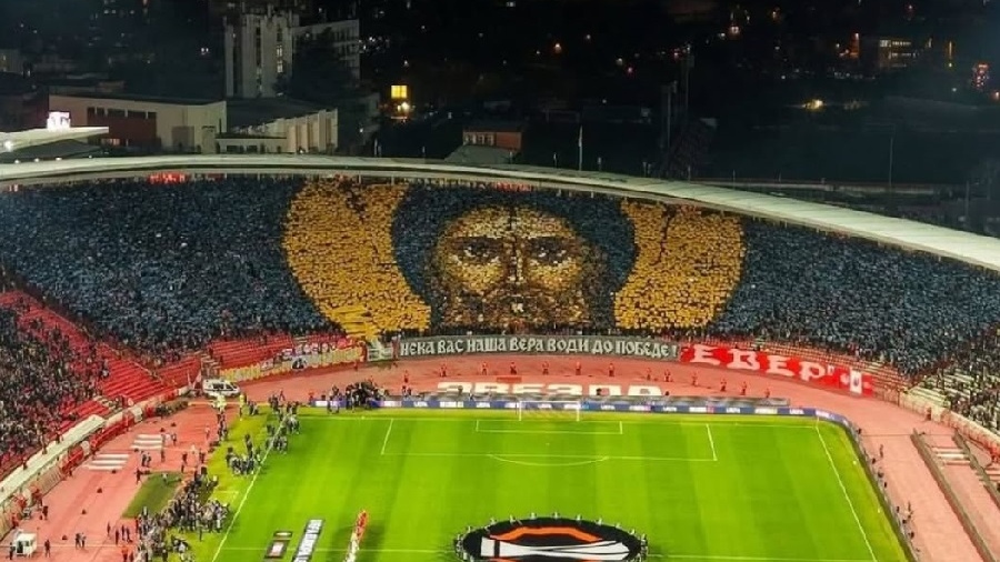 Δέος στη Σερβία για τον Ερυθρό Αστέρα - Coreo των Delije με τον Όσιο Συμεών τον Μυροβλύτη: Η πίστη είναι οδηγός μας