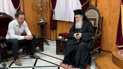 Στο Πατριαρχείο Ιεροσολύμων ο Κασσελάκης: Η κατάσταση στη Γάζα δεν αρμόζει στην ανθρωπότητα