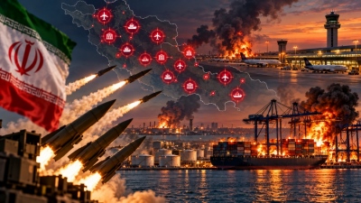 Iran targets 20 ports, 15 airports, and commerce hubs threatening oil and LNG shock