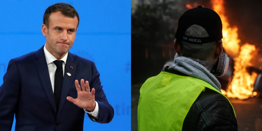 Αύξηση του βασικού μισθού κατά 100 ευρώ και μείωση φορολογίας υπόσχεται ο Macron για να «κατευνάσει» τα «κίτρινα γιλέκα»