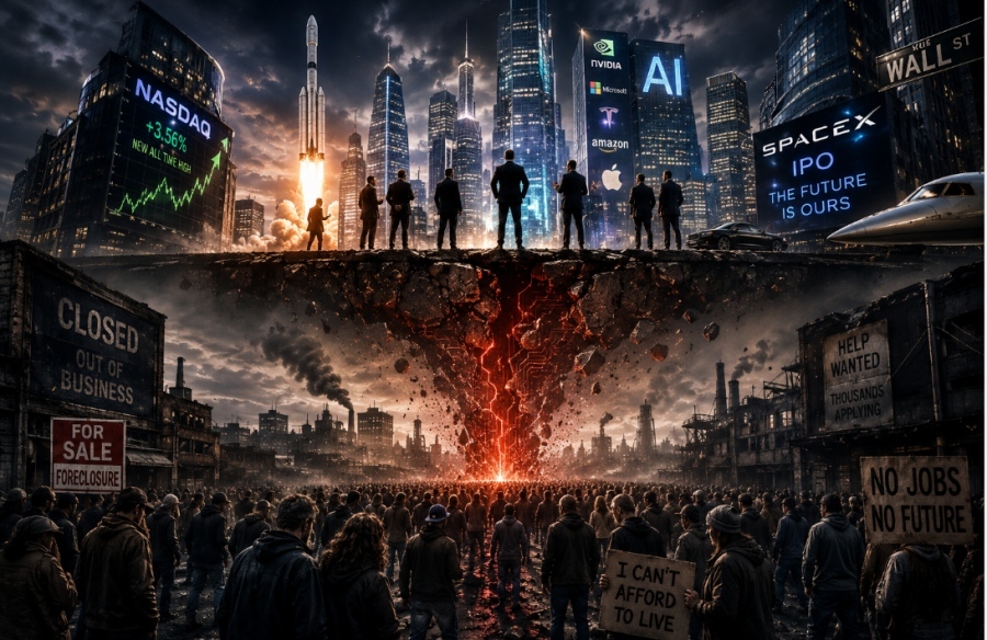 Absolute dystopia, explosion imminent – Wealth skyrocketing in markets, purchasing power decreasing and mass unemployment due to AI