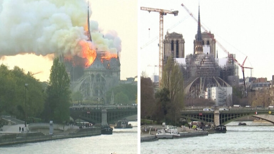 Το πριν και το μετά της Παναγίας των Παρισίων πέντε χρόνια μετά την πυρκαγιά