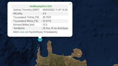 Ισχυρός σεισμός 4 Ρίχτερ ταρακούνησε την Κρήτη