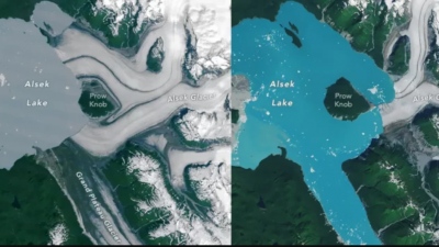 Σοκαριστικές φωτογραφίες, αλλάζει ο πλανήτης - Ένα νέο νησί σχηματίστηκε στην Αλάσκα εν μέσω υποχώρησης των παγετώνων