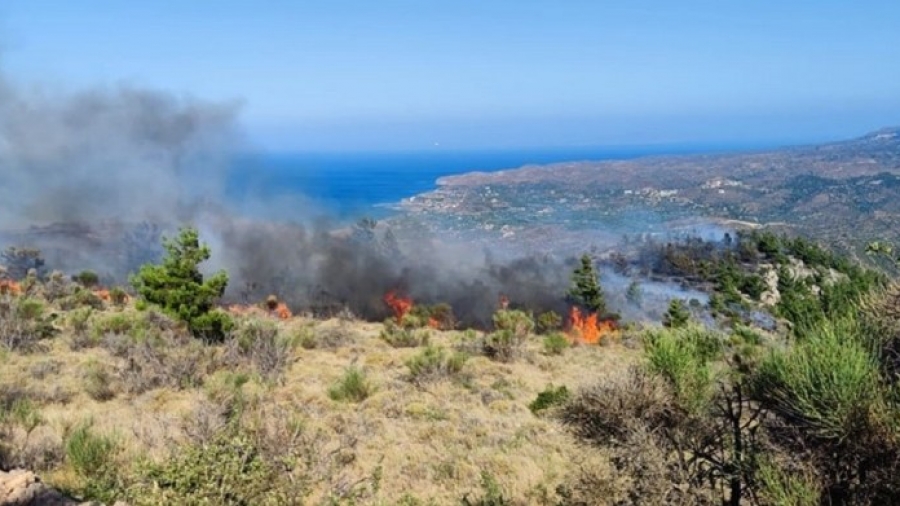 Μεγάλης έκτασης φωτιά στη Χίο - Στις αυλές των σπιτιών οι φλόγες - Εκκενώσεις οικισμών - Ενισχύονται οι δυνάμεις της Πυροσβεστικής