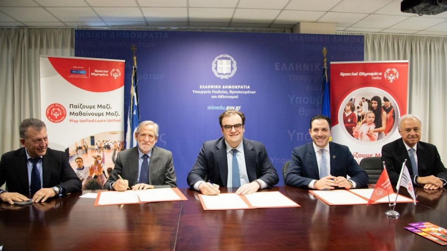 Μνημόνιο συνεργασίας υπουργείου Παιδείας και Special Olympics - Πιερρακάκης: Προάγουμε την ορατότητα, την ισότιμη ένταξη στην κοινωνία