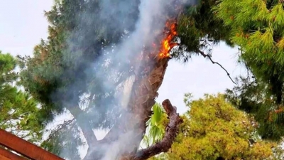Μαρούσι: Κεραυνός έπεσε δίπλα σε καφετέρια – Άρπαξαν φωτιά τα δέντρα