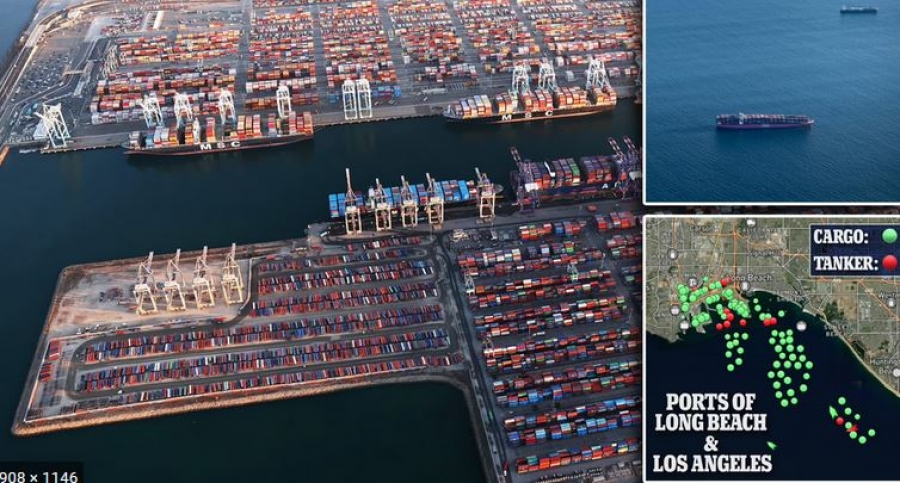 Χάος στην παγκόσμια εφοδιαστική αλυσίδα - Ουρές πλοίων με κοντέινερ στα λιμάνια των ΗΠΑ