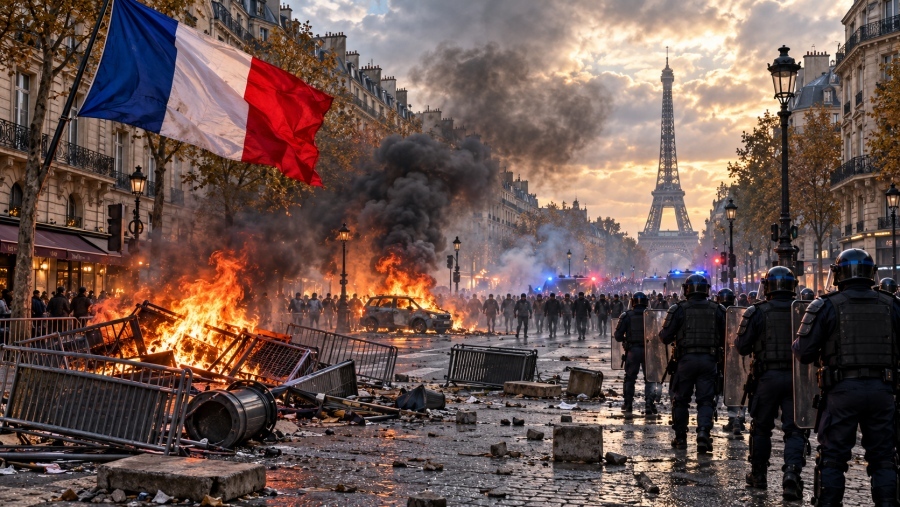 Chaos and blood in France: One dead, student maimed, 1,200 arrests across Paris