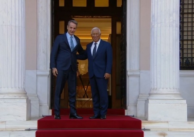 Στο Μαξίμου  ο Πρόεδρος του Ευρωπαϊκού Συμβουλίου António Costa - Δηλώσεις με Μητσοτάκη