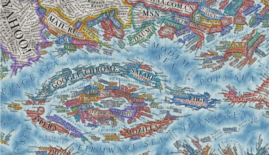 Πώς αποτυπώνεται το Διαδίκτυο σε έναν χάρτη – Ένας διαφορετικός κόσμος με άλλες «χώρες»