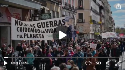 Διαδηλώσεις στη Μαδρίτη κατά της οικονομικής στήριξης της Ουκρανίας