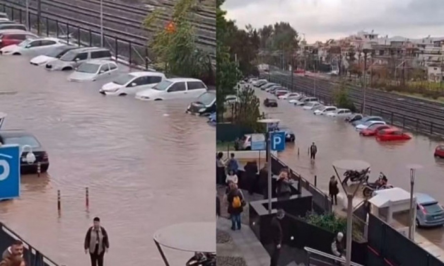 Σε λίμνη μετατράπηκε ο Ταύρος από την καταρρακτώδη βροχή - Επέπλεαν αυτοκίνητα