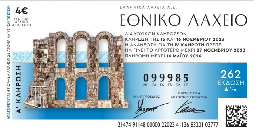 Εθνικό Λαχείο: Την Τετάρτη 15/11 η πρώτη κλήρωση για την τελευταία έκδοση του 2023