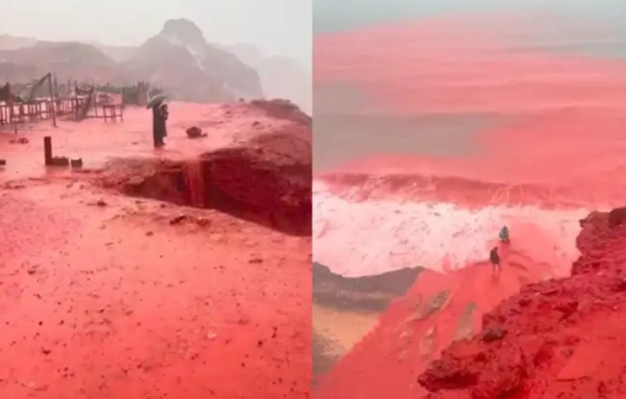 Απόκοσμες εικόνες από το Ιράν - Η θάλασσα βάφτηκε... κόκκινη - Που οφείλεται το εντυπωσιακό φαινόμενο