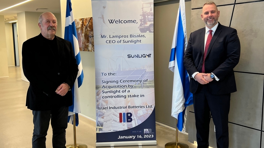 Sunlight Group: Ισχυρή παρουσία στο Ισραήλ και στην περιοχή ΜΕΝΑ μέσω εξαγοράς της Israeli Industrial Batteries