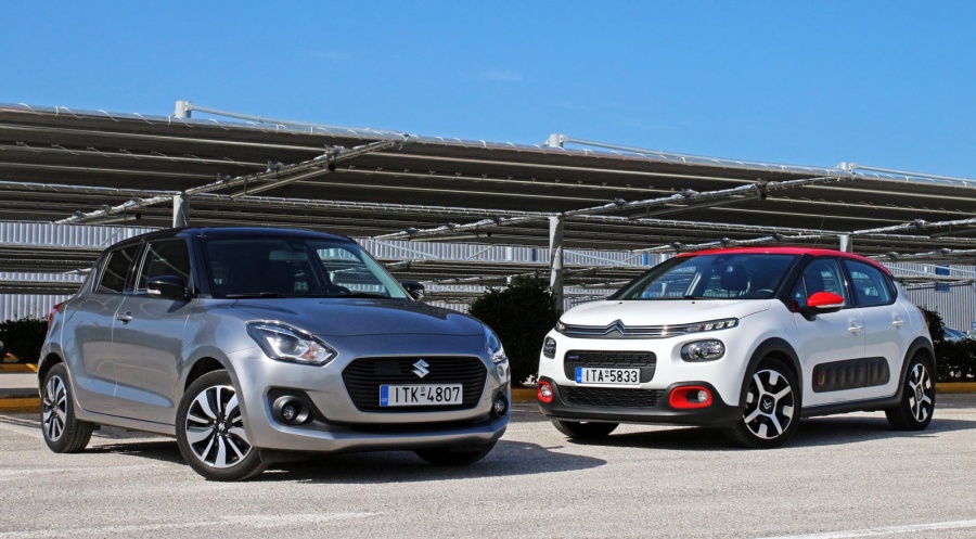 Συγκρίνουμε τα Citroen C3 1.2 110 PS vs Suzuki Swift 1.2 Hybrid