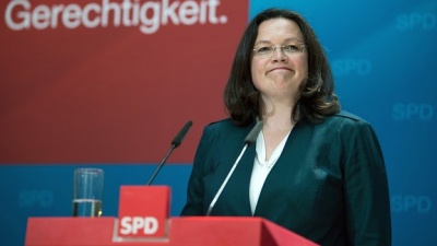 Με ποσοστό 66,35% η Andrea Nahles εξελέγη πρόεδρος του SPD - Η πρώτη γυναίκα στην ηγεσία του κόμματος