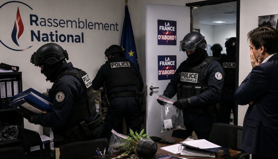 Σάλος στη Γαλλία –  Έφοδος αστυνομικών στα γραφεία του Εθνικού Συναγερμού – Πανικός Macron με δικαστικό πόλεμο κατά πατριωτών