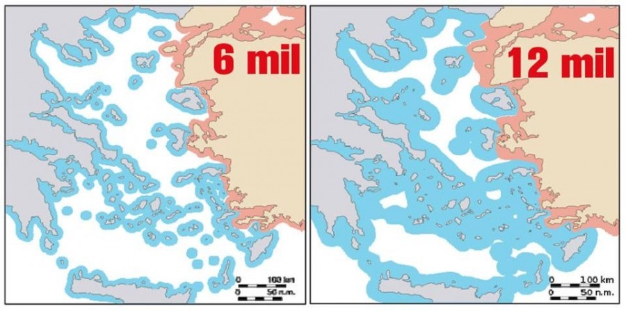 Η επέκταση των χωρικών υδάτων στα 12 μίλια στο Αιγαίο από την Ελλάδα προσκρούει σε νομικά