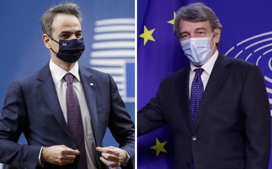 Συνάντηση Μητσοτάκη με τον πρόεδρο του Ευρωπαϊκού Κοινοβουλίου David Sassoli
