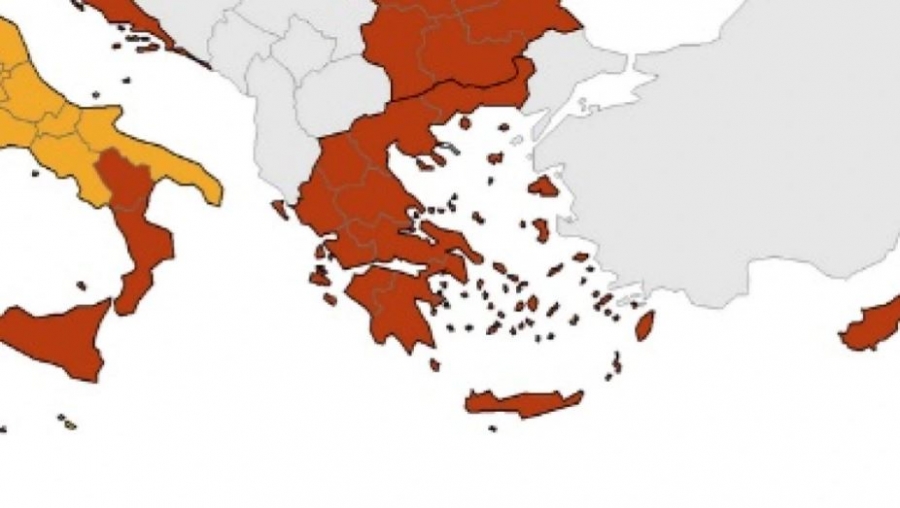 Χάρτης ECDC: Μικρή βελτίωση για την Ελλάδα - Στο «πορτοκαλί» όλη η χώρα