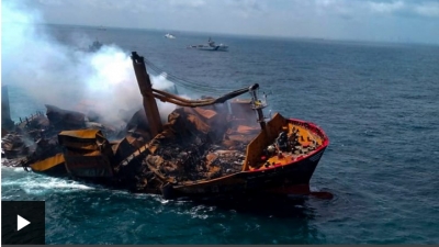Φόβοι για τεράστια οικολογική καταστροφή μετά την βύθιση πλοίου στην Σρι Λάνκα