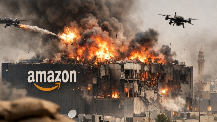 Persian Gulf as Iran devastates US base Qasrek in Syria, destroys Amazon data center and unleashes 760 drones on Israel