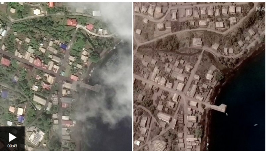 Πριν και μετά: Η τέφρα από το ηφαίστειο μετέτρεψε σε γκρι χρώμα ένα ολόκληρο νησί της Καραϊβικής