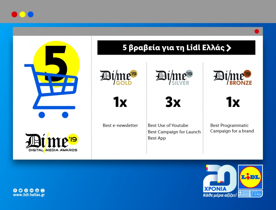 5 Διακρίσεις για τη Lidl Ελλάς στα DIME Awards 2019