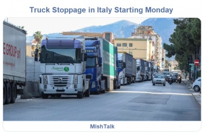 Χωρίς οδικές μεταφορές η Ιταλία – οι εταιρείες διακόπτουν τη λειτουργία τους, ζητώντας να βγουν οι φόροι από την βενζίνη