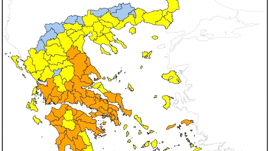 Πολύ υψηλός κίνδυνος πυρκαγιάς αύριο (21/7) για τις περιφέρειες Αττικής, Στερεάς Ελλάδας, Πελοποννήσου, Δυτικής Ελλάδος, Θεσσαλίας, Βορείου και Νοτίου Αιγαίου