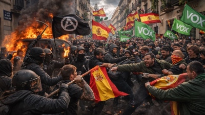 Χάος στην Ισπανία - Antifa προβοκάτορες επιτέθηκαν σε συγκέντρωση του πατριωτικού κόμματος Vox (vid)