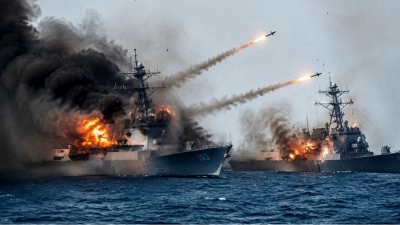 Hormuz: New sweeping Iranian strike sets USS Truxtun and USS Mason ablaze – Historic US defeat